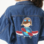 Airplane & Pilot Twill Iron On Patch - Custom Shape - 3XL