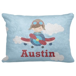 Airplane & Pilot Decorative Baby Pillowcase - 16"x12" (Personalized)