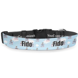 Airplane & Pilot Deluxe Dog Collar - Double Extra Large (20.5" to 35") (Personalized)