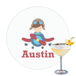 Airplane & Pilot Printed Drink Topper - 3.25" (Personalized)