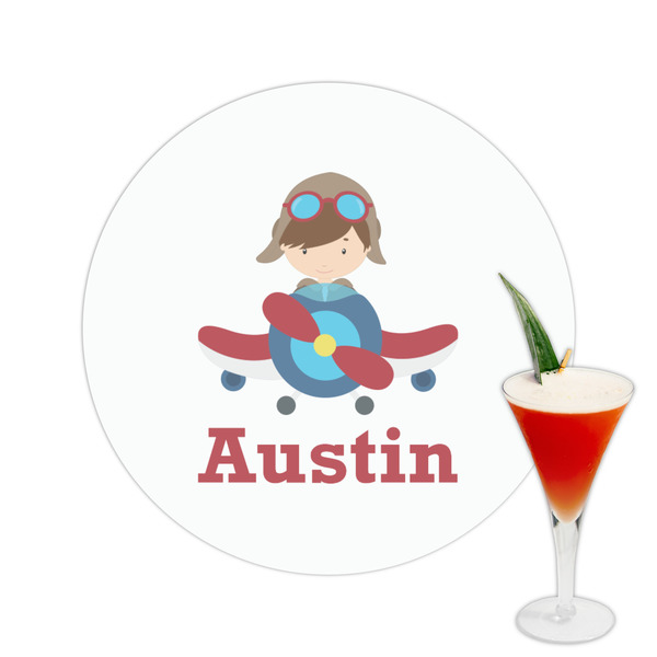 Custom Airplane & Pilot Printed Drink Topper -  2.5" (Personalized)