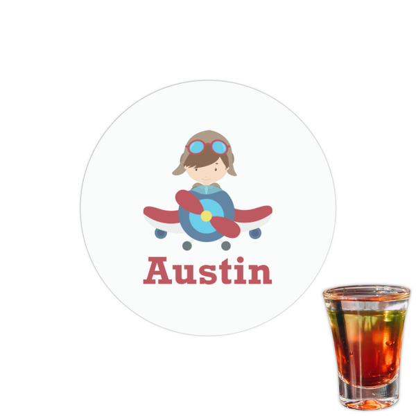 Custom Airplane & Pilot Printed Drink Topper - 1.5" (Personalized)