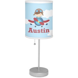 Airplane & Pilot 7" Drum Lamp with Shade Linen (Personalized)