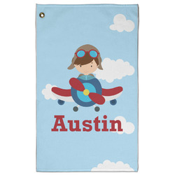 Airplane & Pilot Golf Towel - Poly-Cotton Blend w/ Name or Text