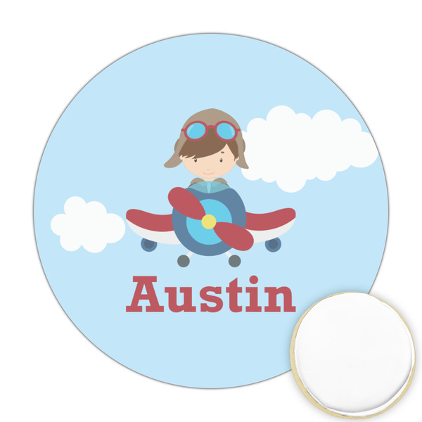 Custom Airplane & Pilot Printed Cookie Topper - 2.5" (Personalized)
