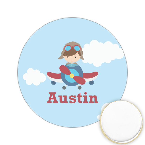 Custom Airplane & Pilot Printed Cookie Topper - 2.15" (Personalized)