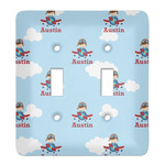 Airplane & Pilot Light Switch Cover (2 Toggle Plate) (Personalized)