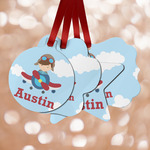 Airplane & Pilot Metal Ornaments - Double Sided w/ Name or Text