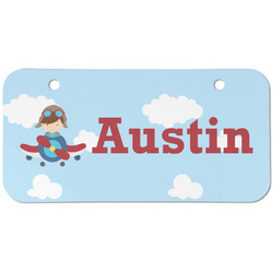 Airplane & Pilot Mini/Bicycle License Plate (2 Holes) (Personalized)