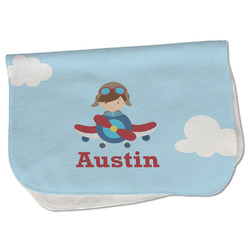 Airplane & Pilot Burp Cloth - Fleece w/ Name or Text