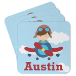 Airplane & Pilot Paper Coasters w/ Name or Text