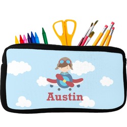 Airplane & Pilot Neoprene Pencil Case (Personalized)