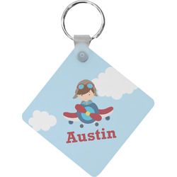 Airplane & Pilot Diamond Plastic Keychain w/ Name or Text