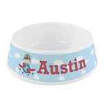 Airplane & Pilot Plastic Dog Bowl - Small (Personalized)