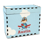 Airplane & Pilot Wood Recipe Box - Full Color Print (Personalized)