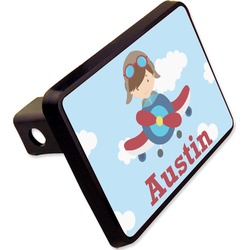 Airplane & Pilot Rectangular Trailer Hitch Cover - 2" (Personalized)