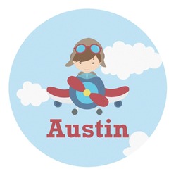 Airplane & Pilot Round Decal - Large (Personalized)