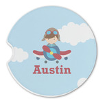 Airplane & Pilot Sandstone Car Coaster - Single (Personalized)