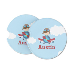 Airplane & Pilot Sandstone Car Coasters (Personalized)