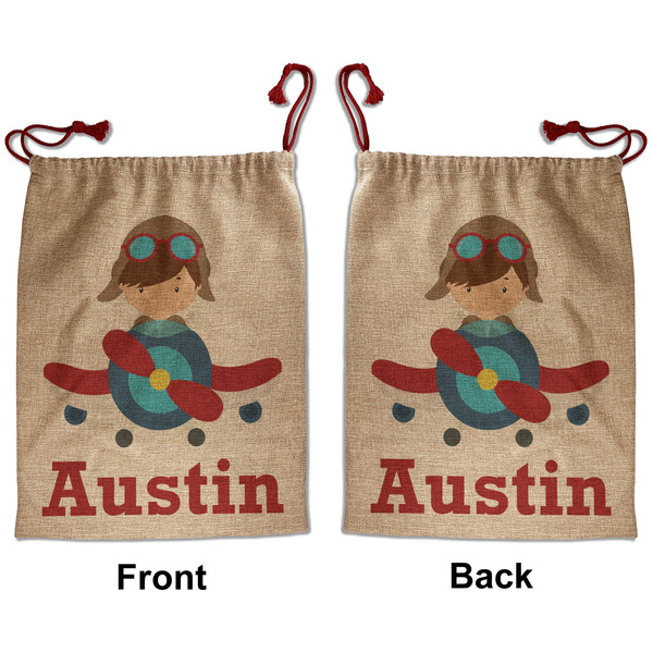 Custom Airplane & Pilot Santa Sack - Front & Back (Personalized)