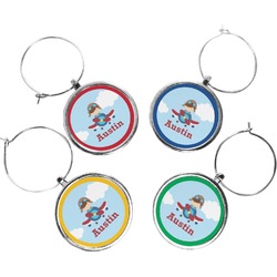 Airplane & Pilot Wine Charms (Set of 4) (Personalized)