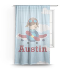 Airplane & Pilot Sheer Curtain - 50"x84" (Personalized)