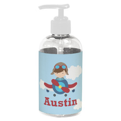 Airplane & Pilot Plastic Soap / Lotion Dispenser (8 oz - Small - White) (Personalized)