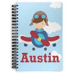 Airplane & Pilot Spiral Notebook - 7x10 w/ Name or Text