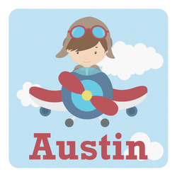 Airplane & Pilot Square Decal - XLarge (Personalized)