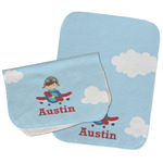 Airplane & Pilot Burp Cloths - Fleece - Set of 2 w/ Name or Text