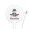 Airplane & Pilot White Plastic 5.5" Stir Stick - Round - Closeup