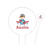 Airplane & Pilot Round Plastic Food Picks (Personalized)