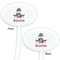 Airplane & Pilot White Plastic 7" Stir Stick - Double Sided - Oval - Front & Back