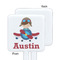 Airplane & Pilot White Plastic Stir Stick - Single Sided - Square - Approval