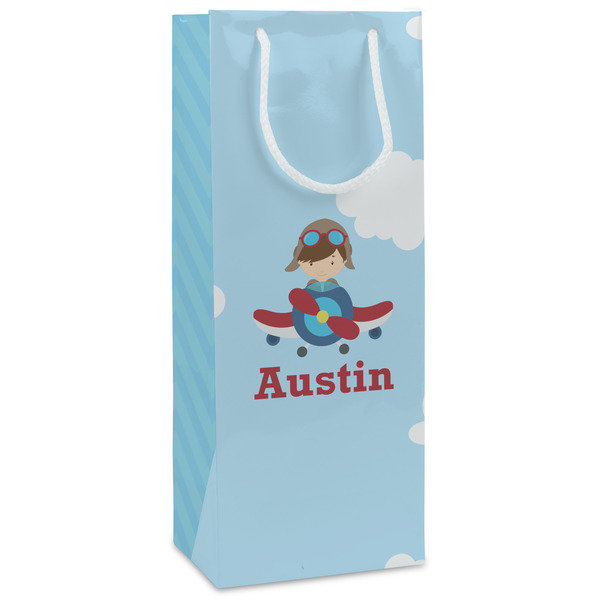 Custom Airplane & Pilot Wine Gift Bags - Gloss (Personalized)