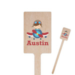 Airplane & Pilot Rectangle Wooden Stir Sticks (Personalized)