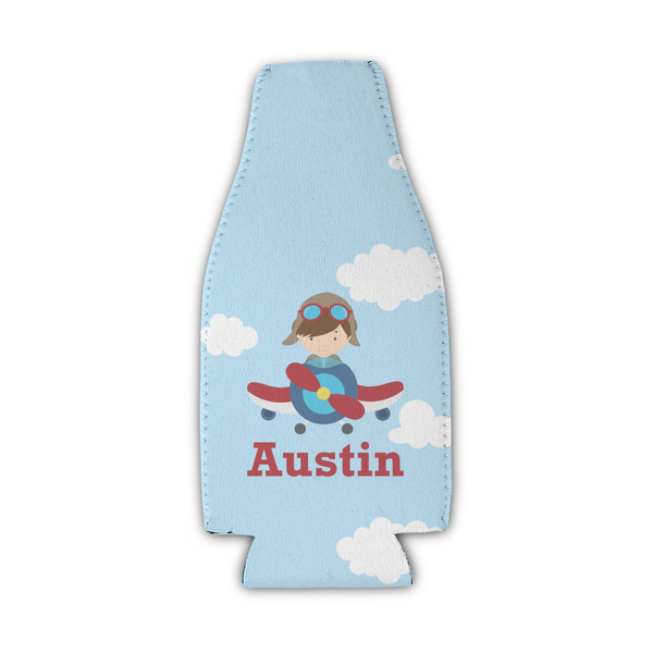 Custom Airplane & Pilot Zipper Bottle Cooler (Personalized)