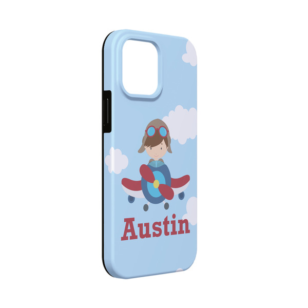 Custom Airplane & Pilot iPhone Case - Rubber Lined - iPhone 13 Mini (Personalized)