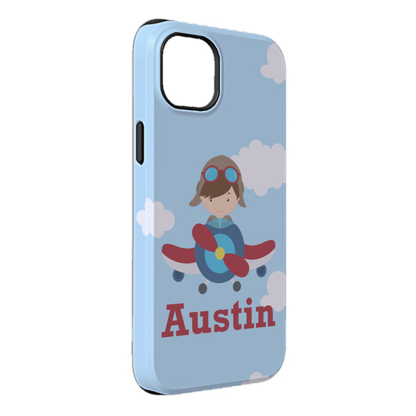 Custom Airplane & Pilot iPhone Case - Rubber Lined - iPhone 14 Plus (Personalized)