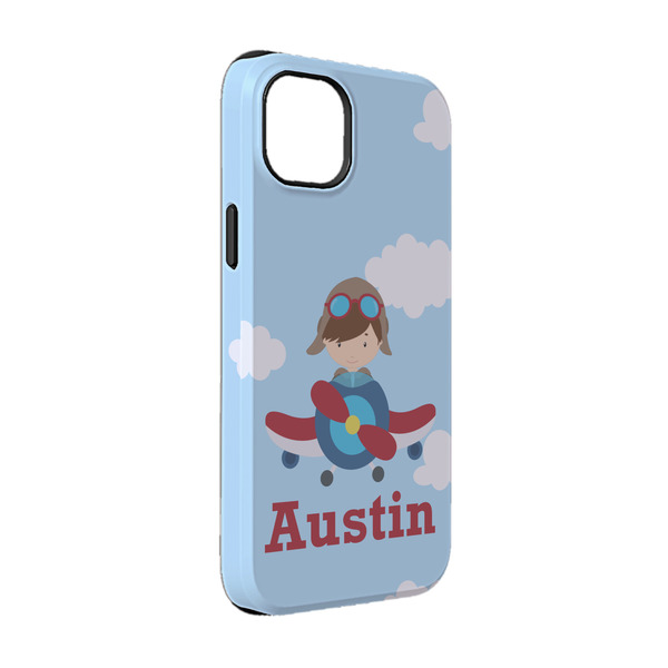 Custom Airplane & Pilot iPhone Case - Rubber Lined - iPhone 14 Pro (Personalized)