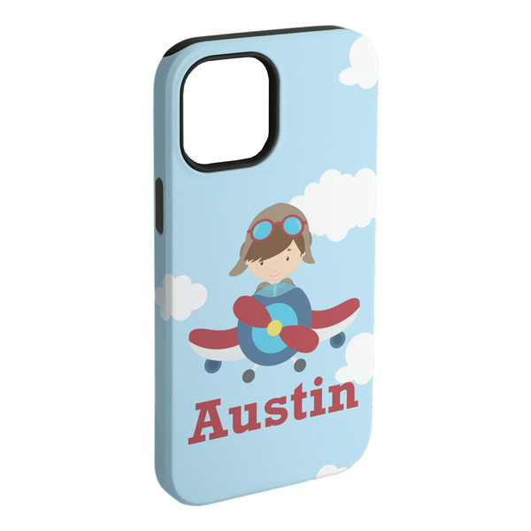 Custom Airplane & Pilot iPhone Case - Rubber Lined - iPhone 15 Plus (Personalized)