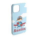 Airplane & Pilot iPhone Case - Plastic - iPhone 15 Pro (Personalized)