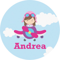 Airplane & Girl Pilot Multipurpose Round Labels - 1" (Personalized)