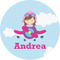 Airplane & Girl Pilot 1" Multipurpose Round Labels - Single Sticker