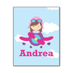 Airplane & Girl Pilot Wood Print - 11x14 (Personalized)