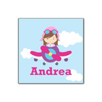 Airplane & Girl Pilot Wood Print - 12x12 (Personalized)