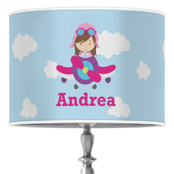 Airplane & Girl Pilot 16" Drum Lamp Shade - Poly-film (Personalized)