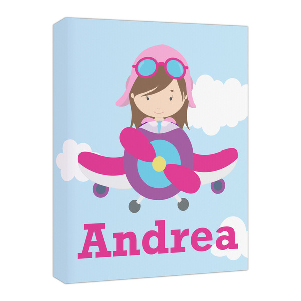 Custom Airplane & Girl Pilot Canvas Print - 16x20 (Personalized)