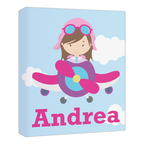 Custom Airplane & Girl Pilot Canvas Print - 20x24 (Personalized)