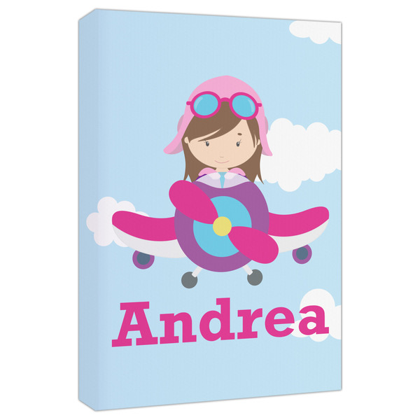 Custom Airplane & Girl Pilot Canvas Print - 20x30 (Personalized)